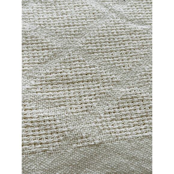 White Cotton Waffle Weave Blanket King USA WPL 1675 Vintage Diamond 25 Beacon ? - Picture 15 of 16